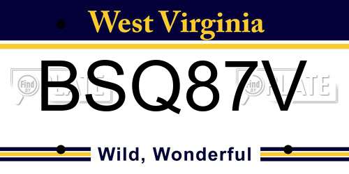 BSQ87V West Virginia License Plate