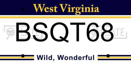 BSQT68 West Virginia License Plate