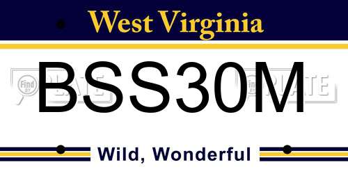 BSS30M West Virginia License Plate