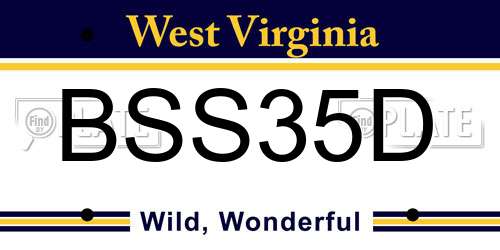 BSS35D West Virginia License Plate