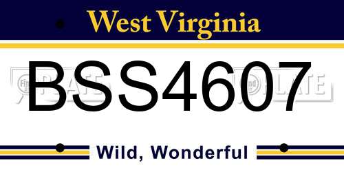 BSS4607 West Virginia License Plate