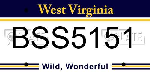 BSS5151 West Virginia License Plate