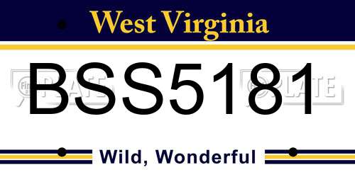 BSS5181 West Virginia License Plate