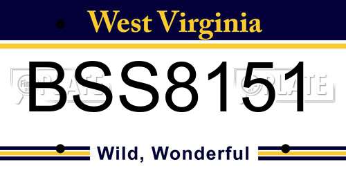 BSS8151 West Virginia License Plate