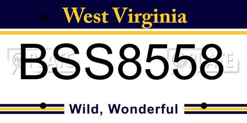 BSS8558 West Virginia License Plate