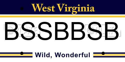 BSSBBSB West Virginia License Plate