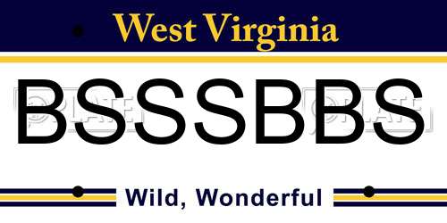 BSSSBBS West Virginia License Plate
