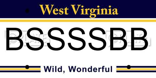 BSSSSBB West Virginia License Plate