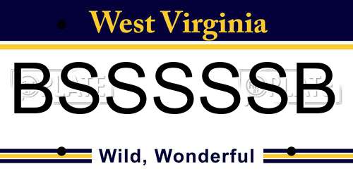 BSSSSSB West Virginia License Plate
