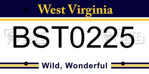 BST0225 West Virginia License Plate