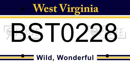 BST0228 West Virginia License Plate