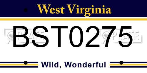BST0275 West Virginia License Plate