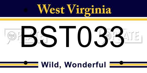 BST033 West Virginia License Plate