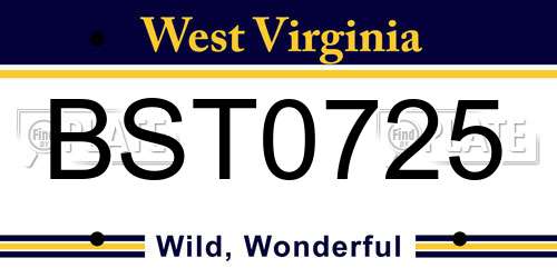 BST0725 West Virginia License Plate