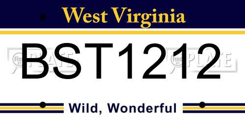 BST1212 West Virginia License Plate