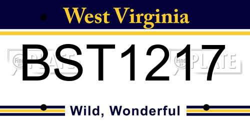 BST1217 West Virginia License Plate
