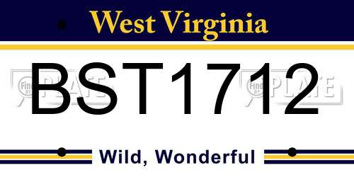 BST1712 West Virginia License Plate
