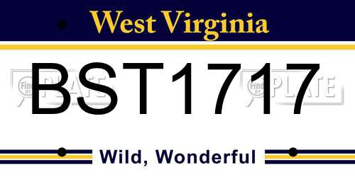 BST1717 West Virginia License Plate