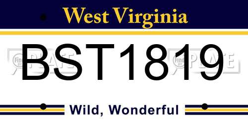BST1819 West Virginia License Plate