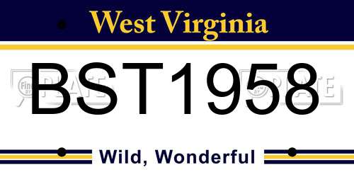 BST1958 West Virginia License Plate