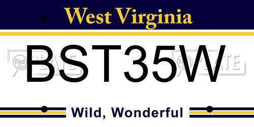 BST35W West Virginia License Plate