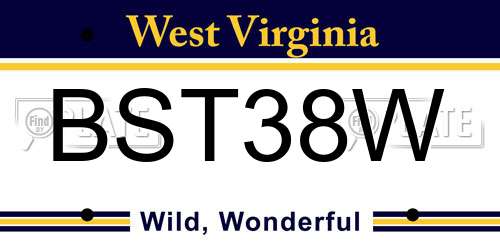 BST38W West Virginia License Plate