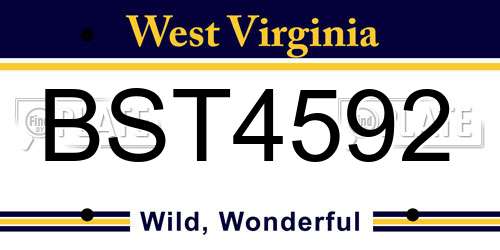 BST4592 West Virginia License Plate