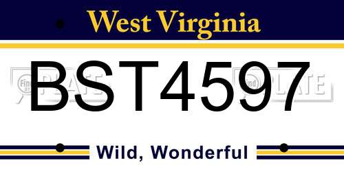 BST4597 West Virginia License Plate