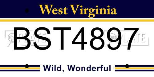 BST4897 West Virginia License Plate