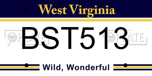 BST513 West Virginia License Plate