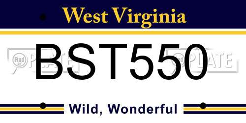 BST550 West Virginia License Plate