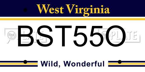 BST55O West Virginia License Plate