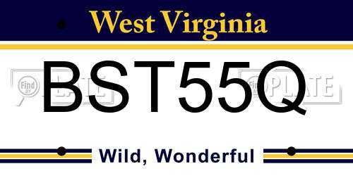 BST55Q West Virginia License Plate