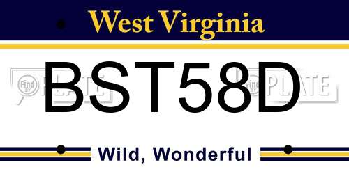 BST58D West Virginia License Plate