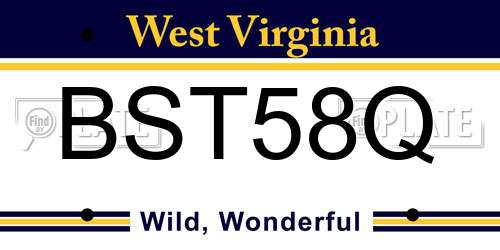BST58Q West Virginia License Plate