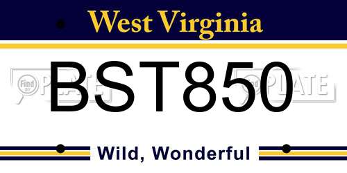 BST850 West Virginia License Plate