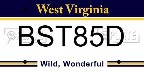 BST85D West Virginia License Plate
