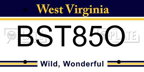BST85O West Virginia License Plate