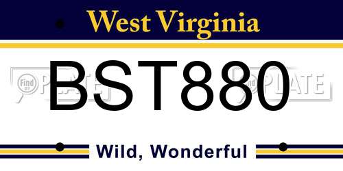 BST880 West Virginia License Plate