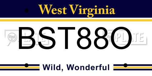 BST88O West Virginia License Plate