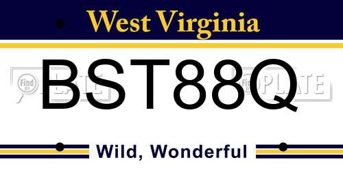 BST88Q West Virginia License Plate