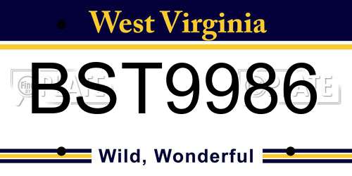 BST9986 West Virginia License Plate