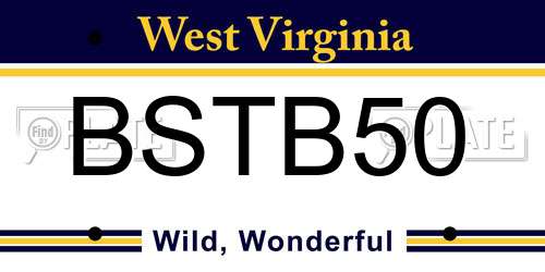 BSTB50 West Virginia License Plate