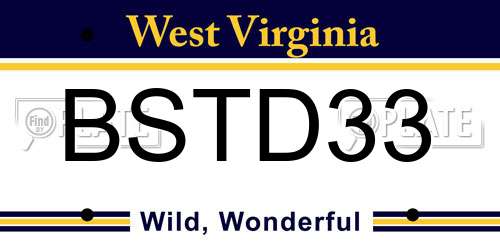 BSTD33 West Virginia License Plate