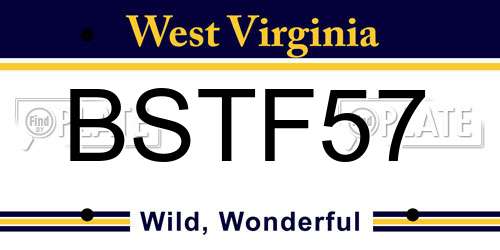 BSTF57 West Virginia License Plate