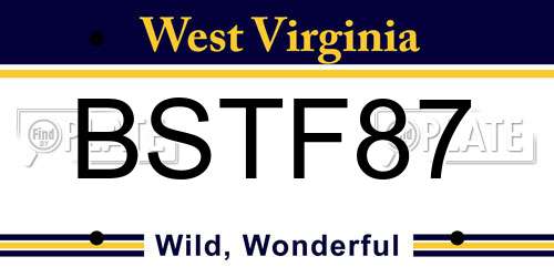 BSTF87 West Virginia License Plate