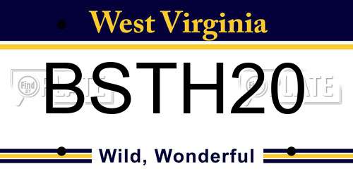 BSTH20 West Virginia License Plate