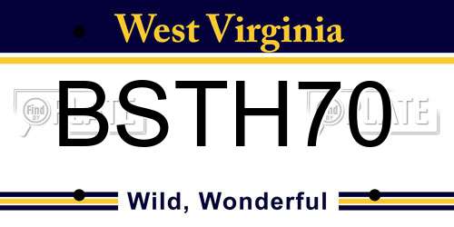 BSTH70 West Virginia License Plate