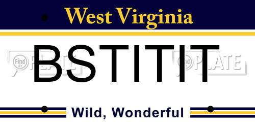 BSTITIT West Virginia License Plate