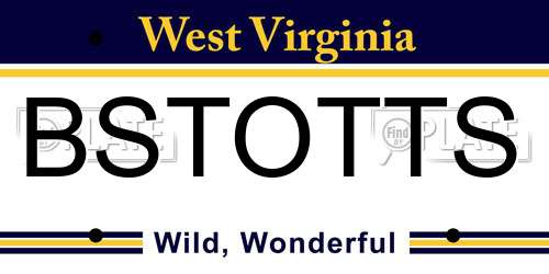 BSTOTTS West Virginia License Plate